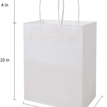 Pack of 20 - Size 21*11*27cm, Medium White Kraft Paper Bags with Handles - Gift Bags, Craft Bags, Shopping Bags, Shopping Bags, Birthday Gift Bags, Wedding Bags, Business Bags.