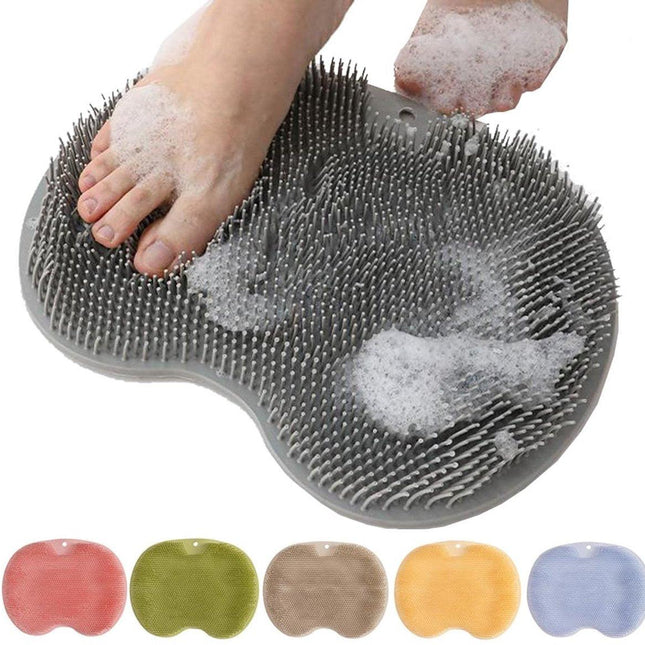 Shower Mat - Non-Slip Bath Mat - Foot Cleansing Pad, Back Scrub Pad, Exfoliating Bath Scrub Pad, Non-Slip Wall Suction Cup - Suitable for Men and Women (Gray).