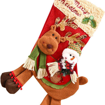 Christmas Stocking Gift Bag - Large Size - Children's - Preschool - Christmas Gift - Old Snowman - Candy Apple Bag Decoration.
