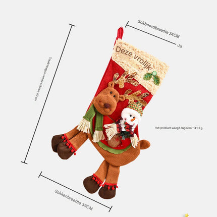 Christmas Stocking Gift Bag - Large Size - Children's - Preschool - Christmas Gift - Old Snowman - Candy Apple Bag Decoration.