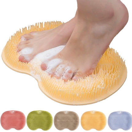 Shower Mat - Non-Slip Bath Mat - Foot Cleansing Pad, Back Scrub Pad, Exfoliating Bath Scrub Pad, Non-Slip Wall Suction Cup - Suitable for Men and Women (Orange).