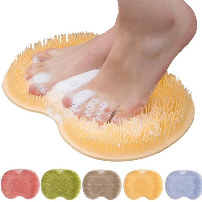 Shower Mat - Non-Slip Bath Mat - Foot Cleansing Pad, Back Scrub Pad, Exfoliating Bath Scrub Pad, Non-Slip Wall Suction Cup - Suitable for Men and Women (Orange).