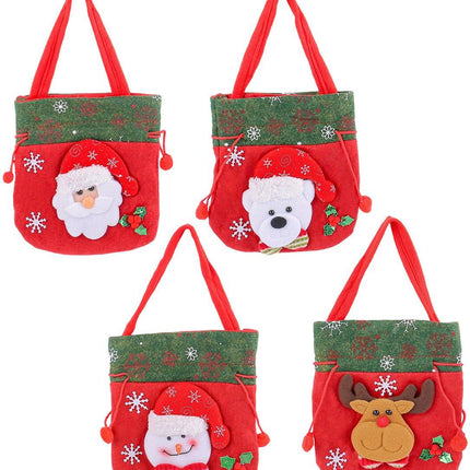 Christmas Gift Bags - Set of 4 - Velvet Material - Candy Bags for Kids - Christmas Apple Bags - Reusable Christmas Gift Bags - Party Bags - 20*20cm.