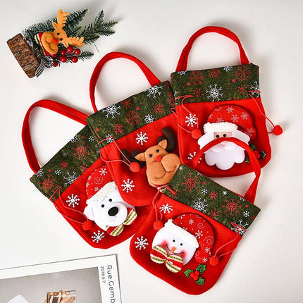Christmas Gift Bags - Set of 4 - Velvet Material - Candy Bags for Kids - Christmas Apple Bags - Reusable Christmas Gift Bags - Party Bags - 20*20cm.