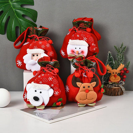 Christmas Gift Bags - Set of 4 - Velvet Material - Candy Bags for Kids - Christmas Apple Bags - Reusable Christmas Gift Bags - Party Bags - 20*20cm.
