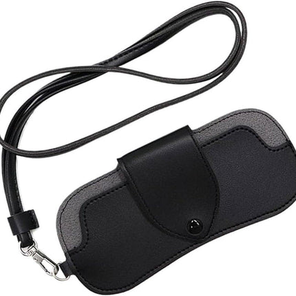 Portable Sunglasses Case - Glasses Case with Neck Strap - Dimensions: 16.5 x 7.4 x 0.9 cm - Compact and Durable Design - Perfect for Hiking, Camping and Traveling - Black.
