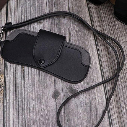 Portable Sunglasses Case - Glasses Case with Neck Strap - Dimensions: 16.5 x 7.4 x 0.9 cm - Compact and Durable Design - Perfect for Hiking, Camping and Traveling - Black.