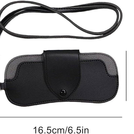 Portable Sunglasses Case - Glasses Case with Neck Strap - Dimensions: 16.5 x 7.4 x 0.9 cm - Compact and Durable Design - Perfect for Hiking, Camping and Traveling - Black.