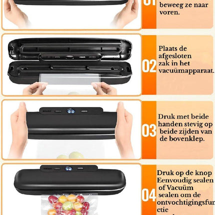 Vacuum Packaging Machine - Household Vacuum Packaging Machine - One-Button Vacuum Packaging Machine for Dry and Wet Food Storage - Includes 50 Vacuum Bags - Compact Vacuum Packaging Machine (Black).