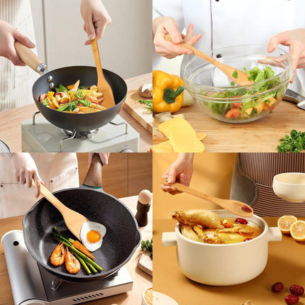 cookware set - 6-piece bamboo spatula and spoon set - Suitable for cooking - Wooden cookware.
