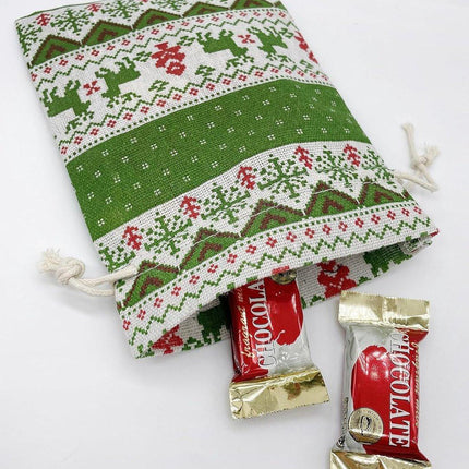 Christmas linen gift bags - 24 pieces - 13x18cm - Christmas decoration for indoors - Reusable - Christmas candy bags with drawstring - Suitable for gift bags for children's parties during the Christmas holidays.