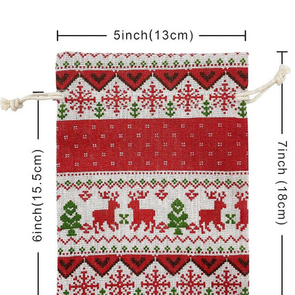 Christmas linen gift bags - 24 pieces - 13x18cm - Christmas decoration for indoors - Reusable - Christmas candy bags with drawstring - Suitable for gift bags for children's parties during the Christmas holidays.