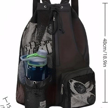 Backpack - Sports Bag - Travel Bag - Training Bag - Swimming Bag - 30*15*45cm - Mesh Material - Drawstring Design - Side Storage Space - Unisex - Suitable for Fitness, Swimming, Travel, Dancing, Camping（Pink）.