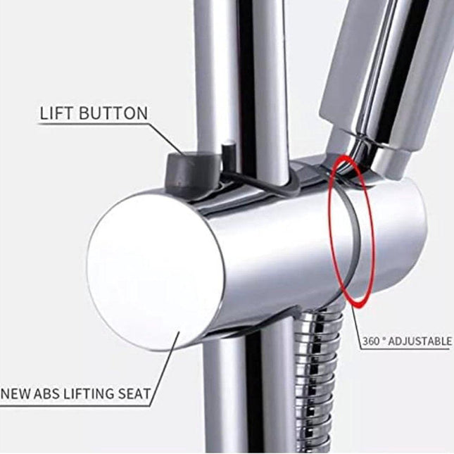 Shower Rod Slide Rail - 24mm Diameter - Handheld Shower Head Holder - Adjustable - ABS Material - Handheld Shower Head - Shower Head - Shower Head Holder - Handheld Shower Head Holder - Shower - Bathroom - Silver - Universal - Suitable for shower rods - E.
