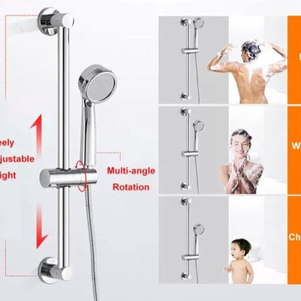 Shower Rod Slide Rail - 24mm Diameter - Handheld Shower Head Holder - Adjustable - ABS Material - Handheld Shower Head - Shower Head - Shower Head Holder - Handheld Shower Head Holder - Shower - Bathroom - Silver - Universal - Suitable for shower rods - E.