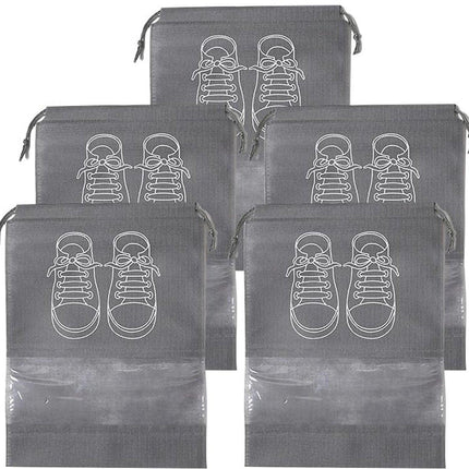 Shoe Bags - 5 Pieces - Shoe Bag - Travel and Storage Bag - Water-Repellent - Travel Organizer - Gray (36*26.5 cm).