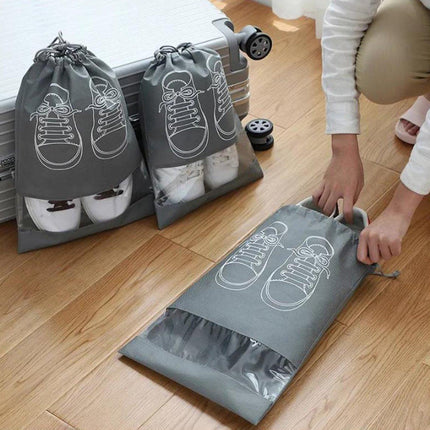 Shoe Bags - 5 Pieces - Shoe Bag - Travel and Storage Bag - Water-Repellent - Travel Organizer - Gray (36*26.5 cm).