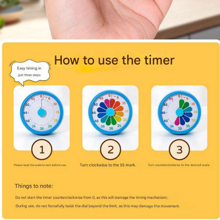 Kitchen Timer - Kitchen Timer - Timer - Digital Kitchen Timer - Child-Friendly Visual Mechanical Timer - Magnetic Sticker Timer - Rainbow Pattern.