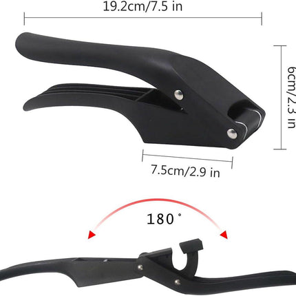 2-in-1 Garlic Press - Stainless Steel Garlic Press - Kitchen Garlic Press - Ginger Press - Non-slip - Easy to Clean (Black).