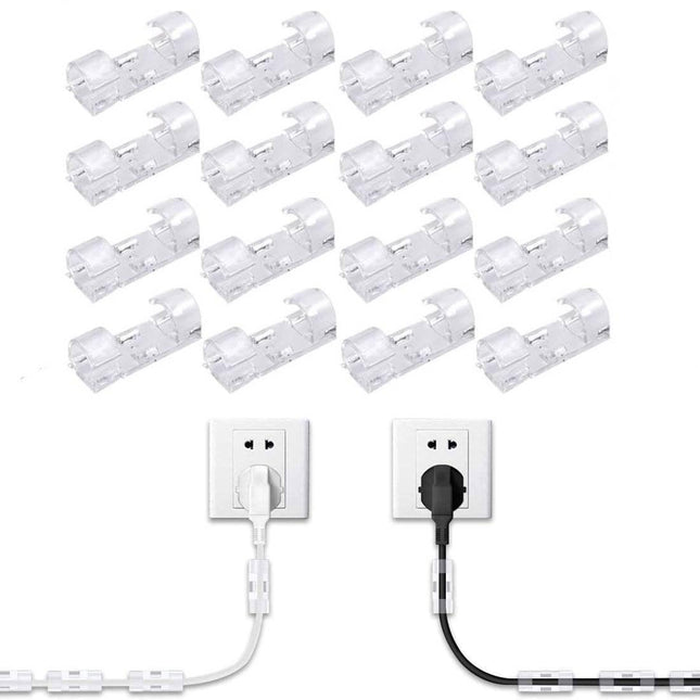 40 7mm Cable Organizer Clips with Adhesive Backing - Wall Mount Cable Clips - Cable Holder with Clips - Cable Clips for Home or Office - Desk Cables - Wall - Cable Management for TV, PC and Laptops.