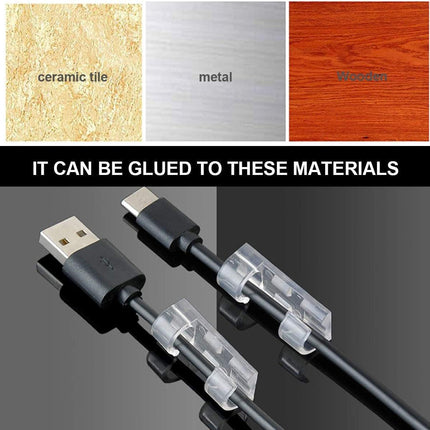 40 7mm Cable Organizer Clips with Adhesive Backing - Wall Mount Cable Clips - Cable Holder with Clips - Cable Clips for Home or Office - Desk Cables - Wall - Cable Management for TV, PC and Laptops.