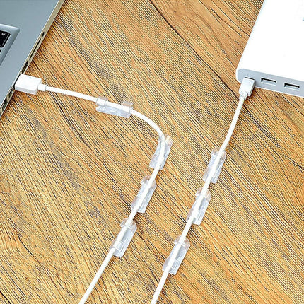 40 7mm Cable Organizer Clips with Adhesive Backing - Wall Mount Cable Clips - Cable Holder with Clips - Cable Clips for Home or Office - Desk Cables - Wall - Cable Management for TV, PC and Laptops.