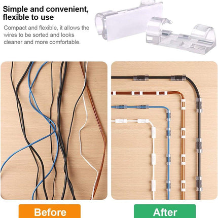 40 7mm Cable Organizer Clips with Adhesive Backing - Wall Mount Cable Clips - Cable Holder with Clips - Cable Clips for Home or Office - Desk Cables - Wall - Cable Management for TV, PC and Laptops.