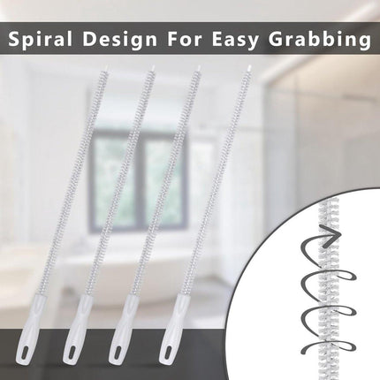 4-piece sink cleaning brush set - Drain brush - 45 cm - Flexible sink cleaning brush - Drain tool - Drain spring - Suitable for kitchen and bathroom drains and overflow pipes.