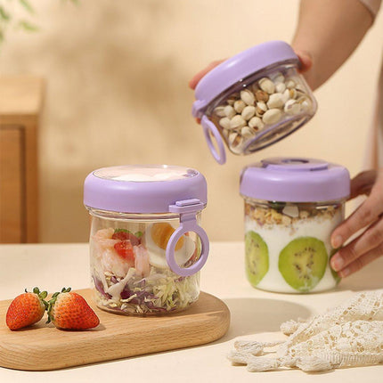 Yogurt Cup to Go - 880 mL - Muesli Cup - Oats Pots - Soup Cup - Lunch Cup - Lunch Pot - Leak-Proof - Insulated - with Spoon - Dishwasher Safe - Purple.