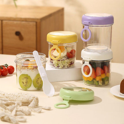 Yogurt Cup to Go - 880 mL - Muesli Cup - Oats Pots - Soup Cup - Lunch Cup - Lunch Pot - Leak-Proof - Insulated - with Spoon - Dishwasher Safe - Purple.