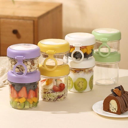 Yogurt Cup to Go - 880 mL - Muesli Cup - Oats Pots - Soup Cup - Lunch Cup - Lunch Pot - Leak-Proof - Insulated - with Spoon - Dishwasher Safe - Purple.