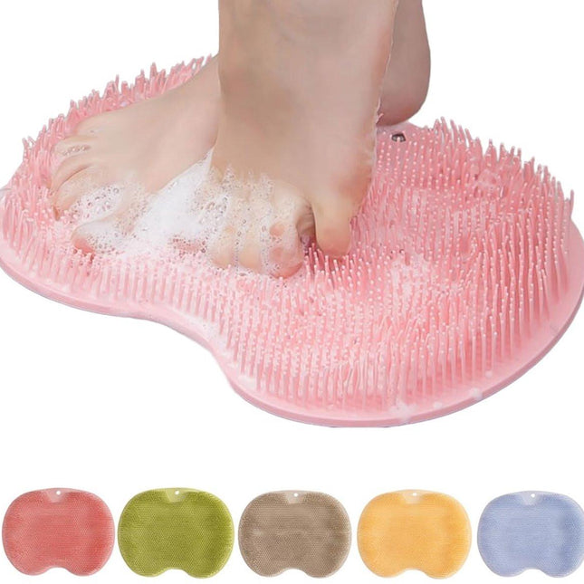 Shower Mat - Non-Slip Bath Mat - Foot Cleansing Pad, Back Scrub Pad, Exfoliating Bath Scrub Pad, Non-Slip Wall Suction Cup - Suitable for Men and Women (Pink).