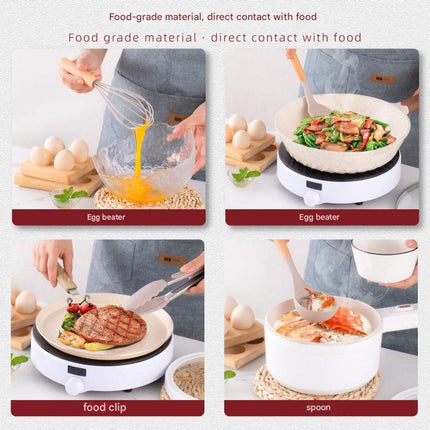 Set of 12 Silicone Kitchen Utensils with Wooden Handle - Storage Bucket - Non-Stick Pan & Kitchen Utensils - Cooking Spatula and Spoon Set.