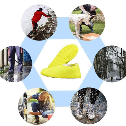 Overshoes - 1 Pair - Waterproof Silicone Overshoes - Reusable, Non-slip, Suitable for Outdoor Activities (Yellow - Size L).