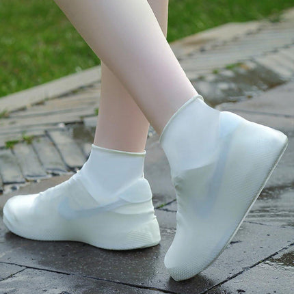Overshoes - 1 Pair - Waterproof Silicone Overshoes - Reusable, Non-slip, Suitable for Outdoor Activities (White - Size M).