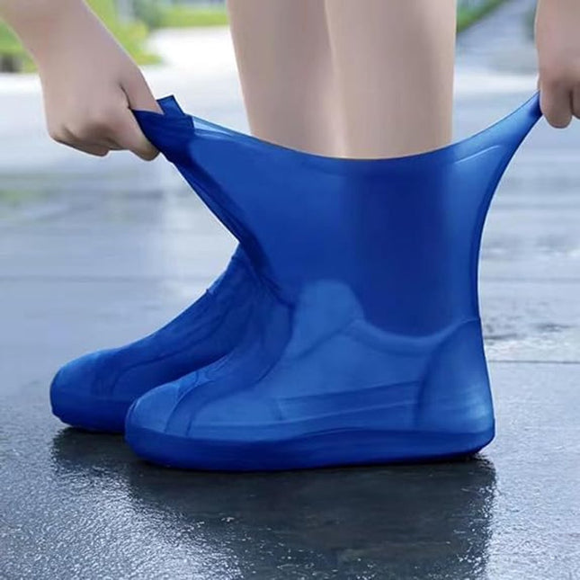 Overshoes - 1 Pair - Waterproof Silicone Overshoes - Reusable, Non-slip, Suitable for Outdoor Activities (Blue - Size M).