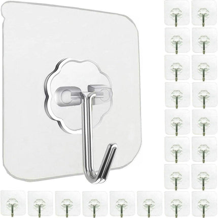 Self-adhesive hooks - transparent - waterproof - self-adhesive wall hooks - suitable for keys - bathroom, shower, outdoor, kitchen, door - practical pack of 24.