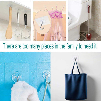 Self-adhesive hooks - transparent - waterproof - self-adhesive wall hooks - suitable for keys - bathroom, shower, outdoor, kitchen, door - practical pack of 24.
