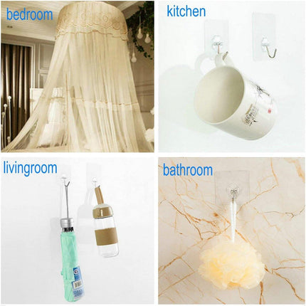 Self-adhesive hooks - transparent - waterproof - self-adhesive wall hooks - suitable for keys - bathroom, shower, outdoor, kitchen, door - practical pack of 24.