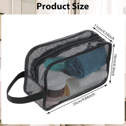 Toiletry Bag - Black Mesh Toiletry Bag - Perfect for travel, toiletry bag organizer, gym, camping.