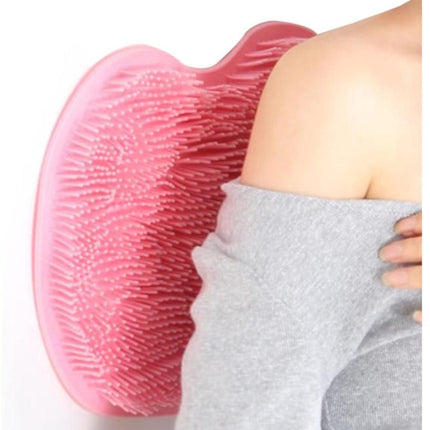 Bathroom Scrubber Mat - Non-Slip Silicone Massage Mat - Shower Back Scrubber - Massage Mat with Non-Slip Suction Cups - Exfoliating Bathroom Mat Pink.