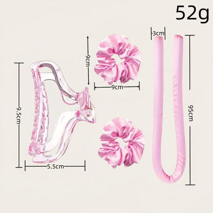 Set of 4 - Heat-Free Curling Iron - Curling Set for Home Use (Pink).