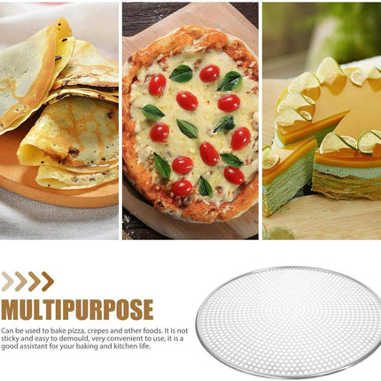 Stainless Steel Pizza Pan - Perforated - 16 Inch - Round Pizza Stand - Pizza Tray - Pizza Storage Tray - Oven Safe - Silver for Home and Restaurants.