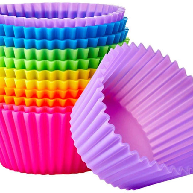 Baking Trays - Round Reusable Baking Trays - Pack of 12 (Ovenproof up to 220°C) - Assorted Colors.