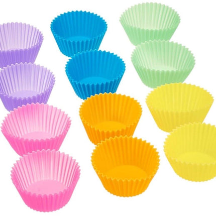 Baking Trays - Round Reusable Baking Trays - Pack of 12 (Ovenproof up to 220°C) - Assorted Colors.