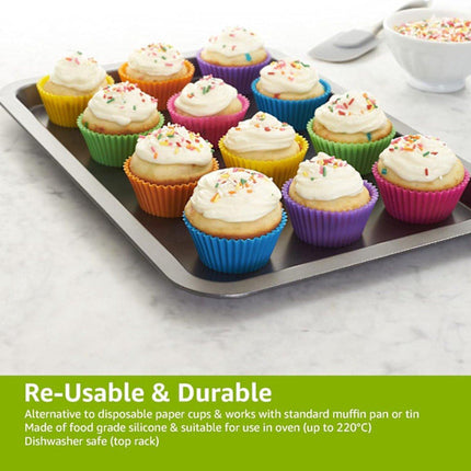 Baking Trays - Round Reusable Baking Trays - Pack of 12 (Ovenproof up to 220°C) - Assorted Colors.
