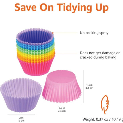 Baking Trays - Round Reusable Baking Trays - Pack of 12 (Ovenproof up to 220°C) - Assorted Colors.