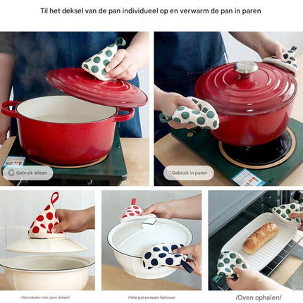 Gloves - Insulated gloves - burn gloves - microwave - oven - kitchen pot lid - frying pan lid - Thickened heat-insulating gloves - 6 pieces.