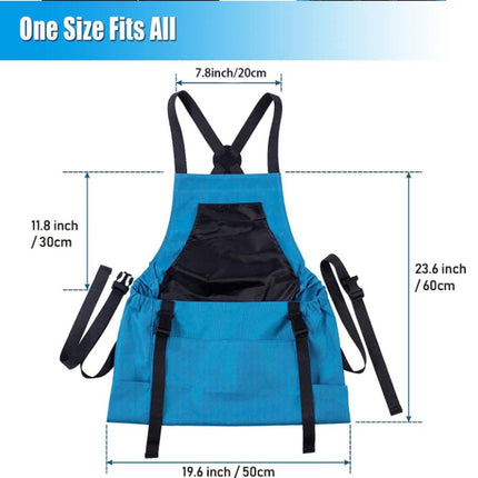 Apron Picking Bag - Large Outdoor Picking Bag - Gardening - Harvest Apron with Quick Release - Backpack Tools - Blue.