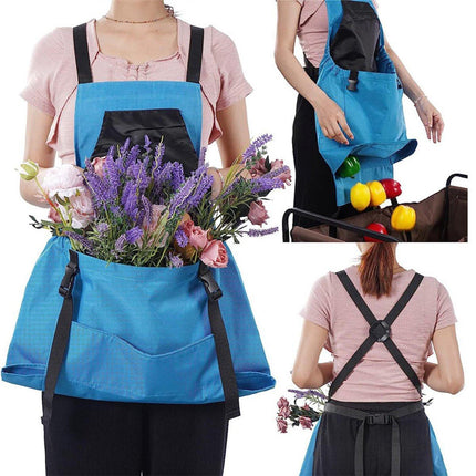 Apron Picking Bag - Large Outdoor Picking Bag - Gardening - Harvest Apron with Quick Release - Backpack Tools - Blue.